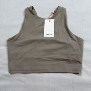 Quince Ultra-Form High-Neck Cropped Tank Morel Grey Small NWT